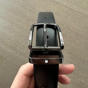 Men's Montblanc Black Leather Belt Size 34 (32-36)